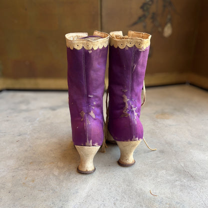 c. 1900s Purple Silk Boots | Study + Display