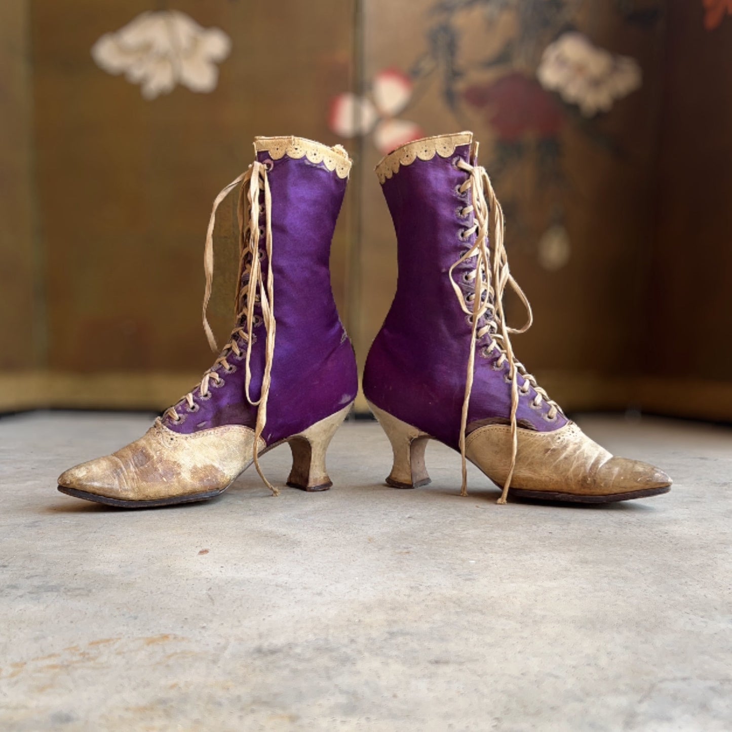 c. 1900s Purple Silk Boots | Study + Display