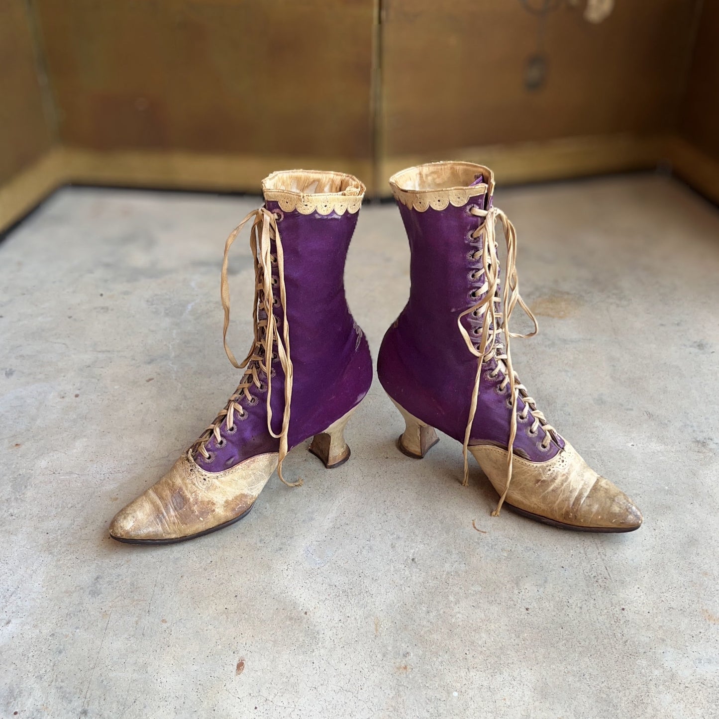 c. 1900s Purple Silk Boots | Study + Display