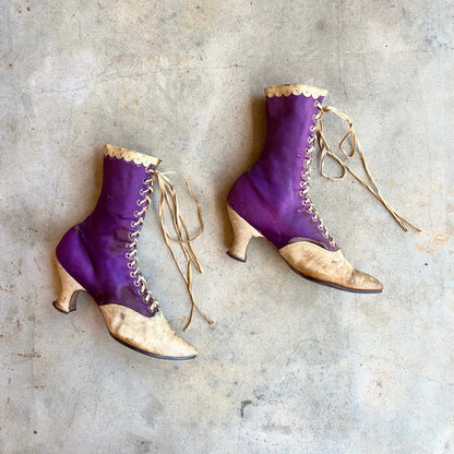 c. 1900s Purple Silk Boots | Study + Display