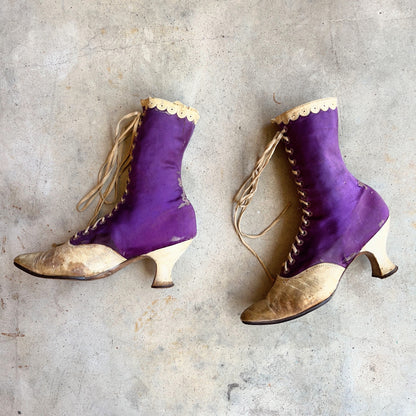 c. 1900s Purple Silk Boots | Study + Display