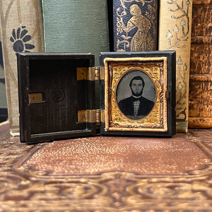 c. 1850s-1860s 1/16 Ambrotype Photograph in Case