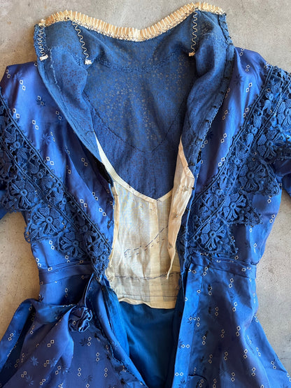 c. 1911-1912 Blue Silk Dress
