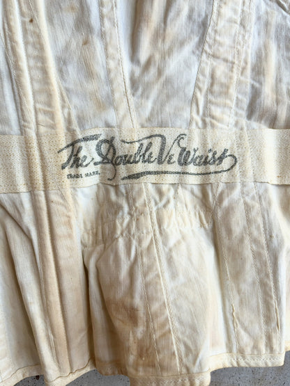 c. 1890s-1900s "Double V Waist" Front Button Corset