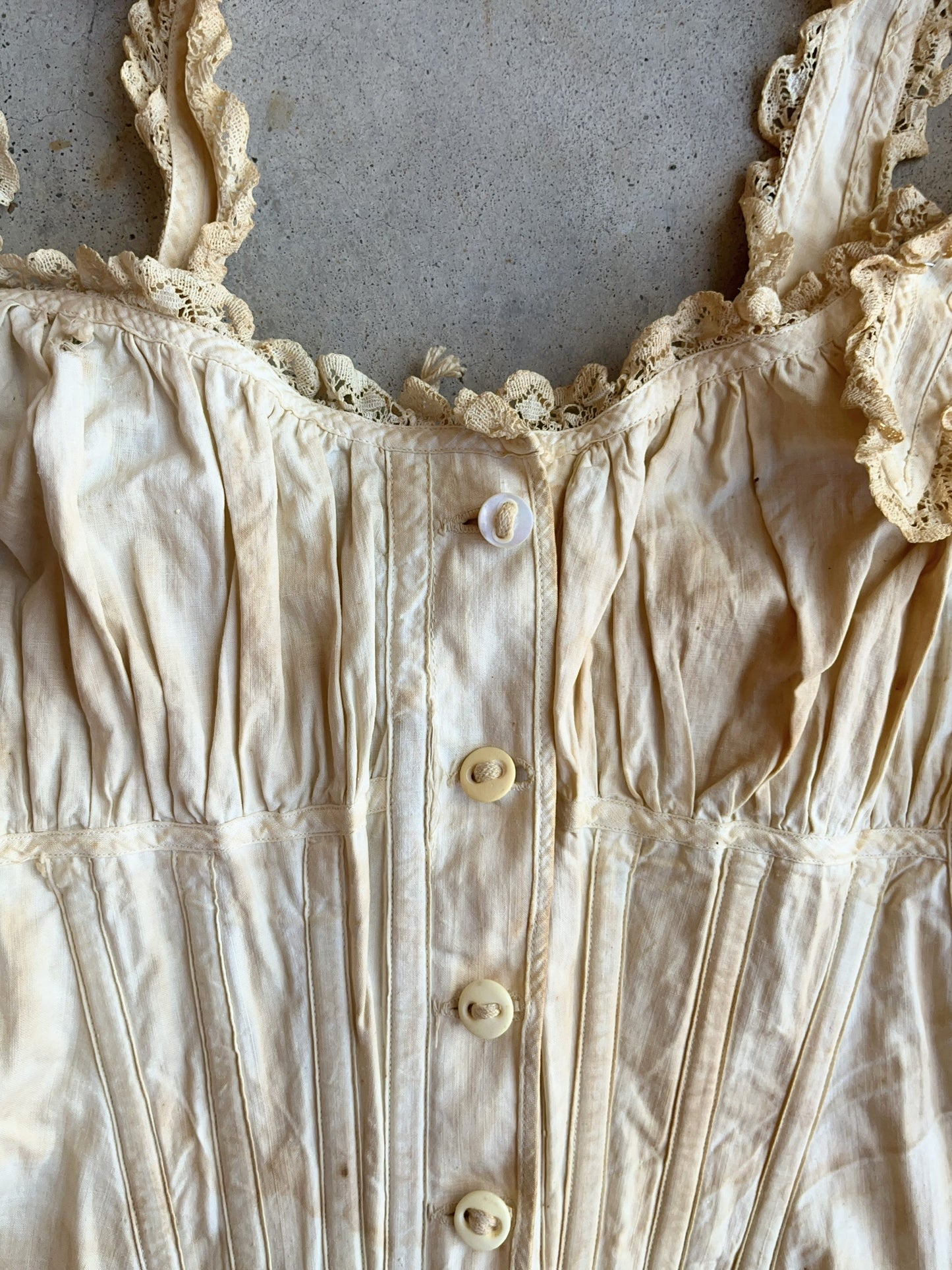 c. 1890s-1900s "Double V Waist" Front Button Corset