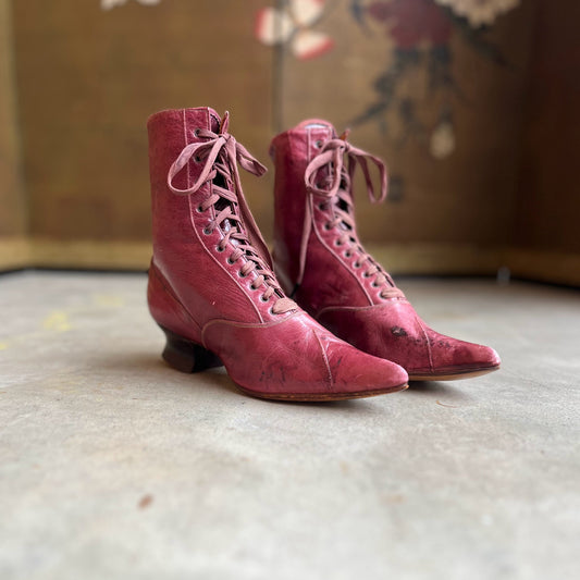 c. 1890s Raspberry Red Boots