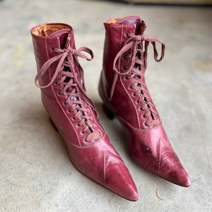 c. 1890s Raspberry Red Boots