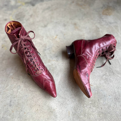 c. 1890s Raspberry Red Boots