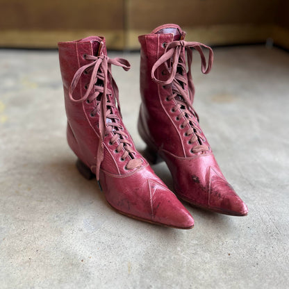 c. 1890s Raspberry Red Boots