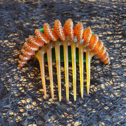 19th c. Twisted Horn Star Pique Hair Comb