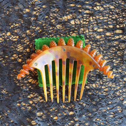 19th c. Twisted Horn Star Pique Hair Comb