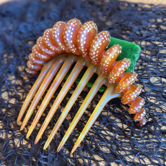 19th c. Twisted Horn Star Pique Hair Comb