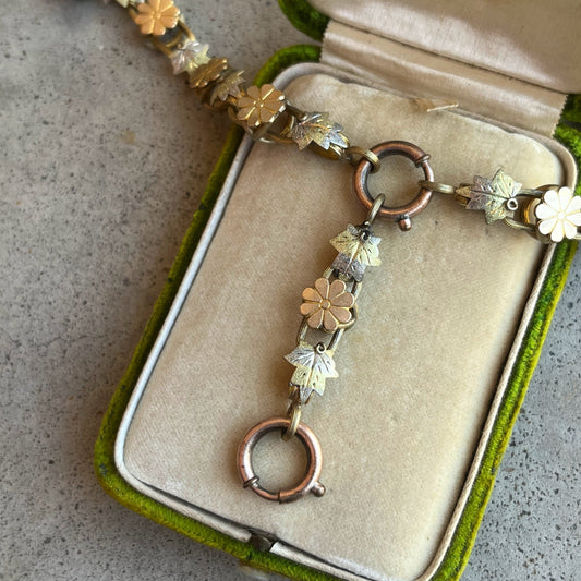 c. 1880s Gold Filled Daisy Book Chain