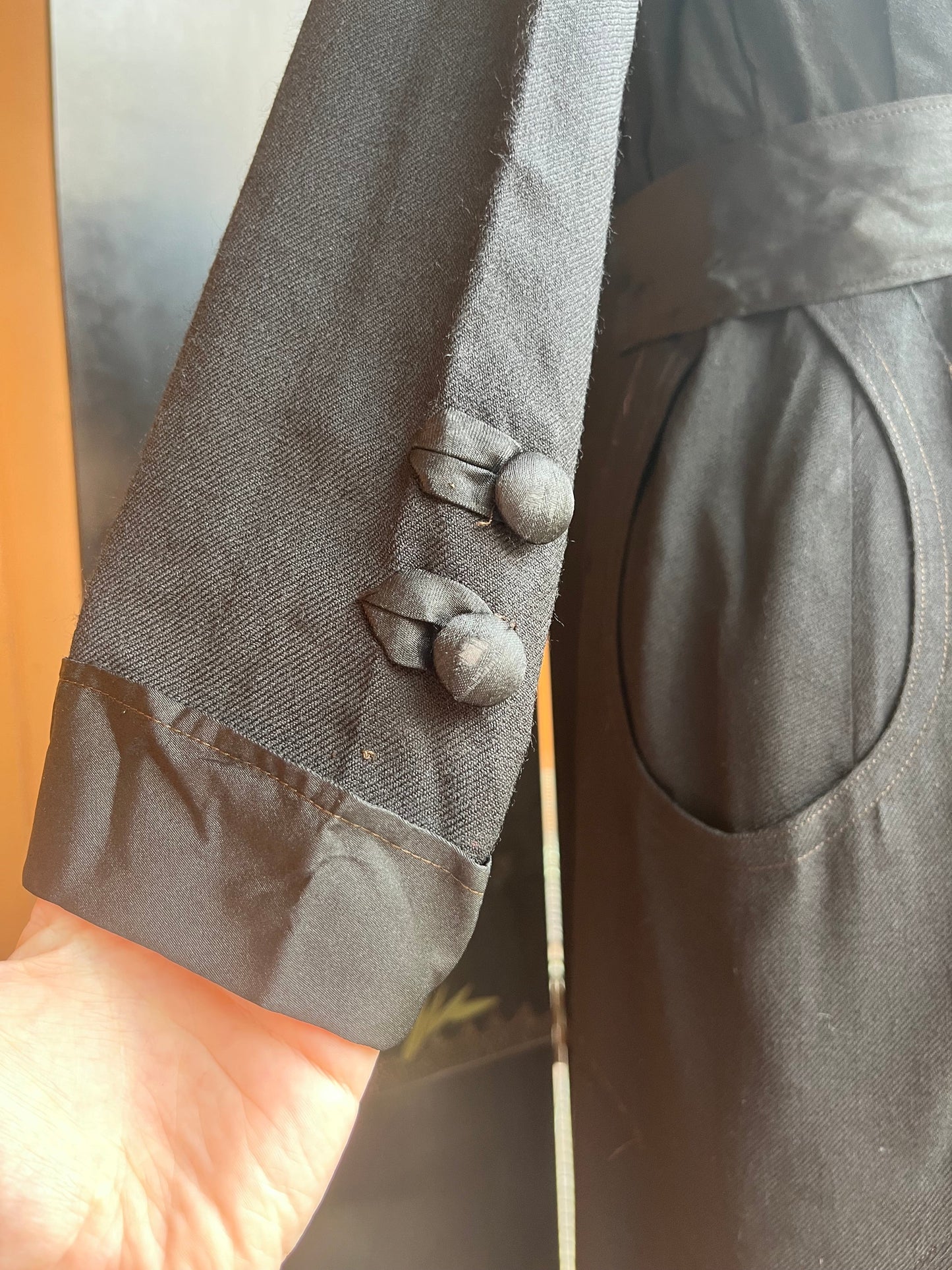 c. 1910s Black Wool Gabardine Dress | Study + Display + Repair