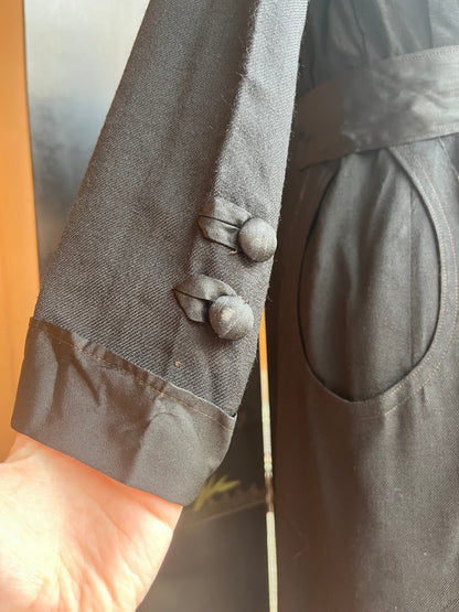 c. 1910s Black Wool Gabardine Dress | Study + Display + Repair