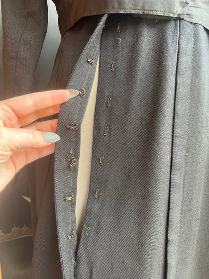 c. 1910s Black Wool Gabardine Dress | Study + Display + Repair