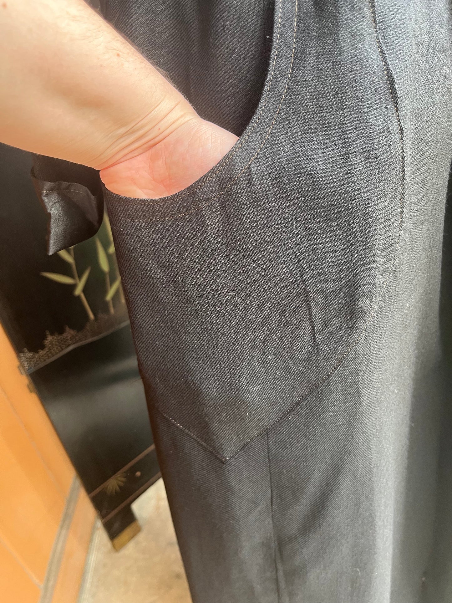 c. 1910s Black Wool Gabardine Dress | Study + Display + Repair