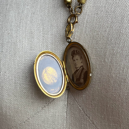 c. 1880s Hardstone Cameo Locket w/ Photo + Hair