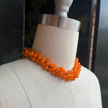 c. 1930s-1940s Orange Czech Glass Choker Necklace