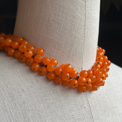 c. 1930s-1940s Orange Czech Glass Choker Necklace