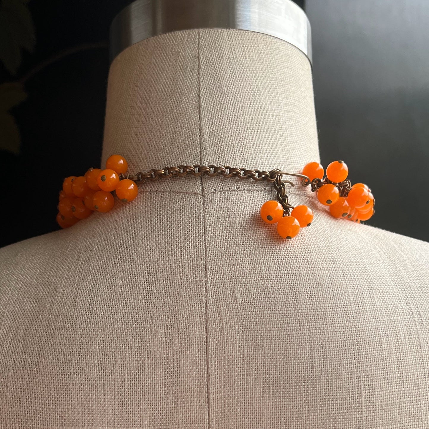 c. 1930s-1940s Orange Czech Glass Choker Necklace