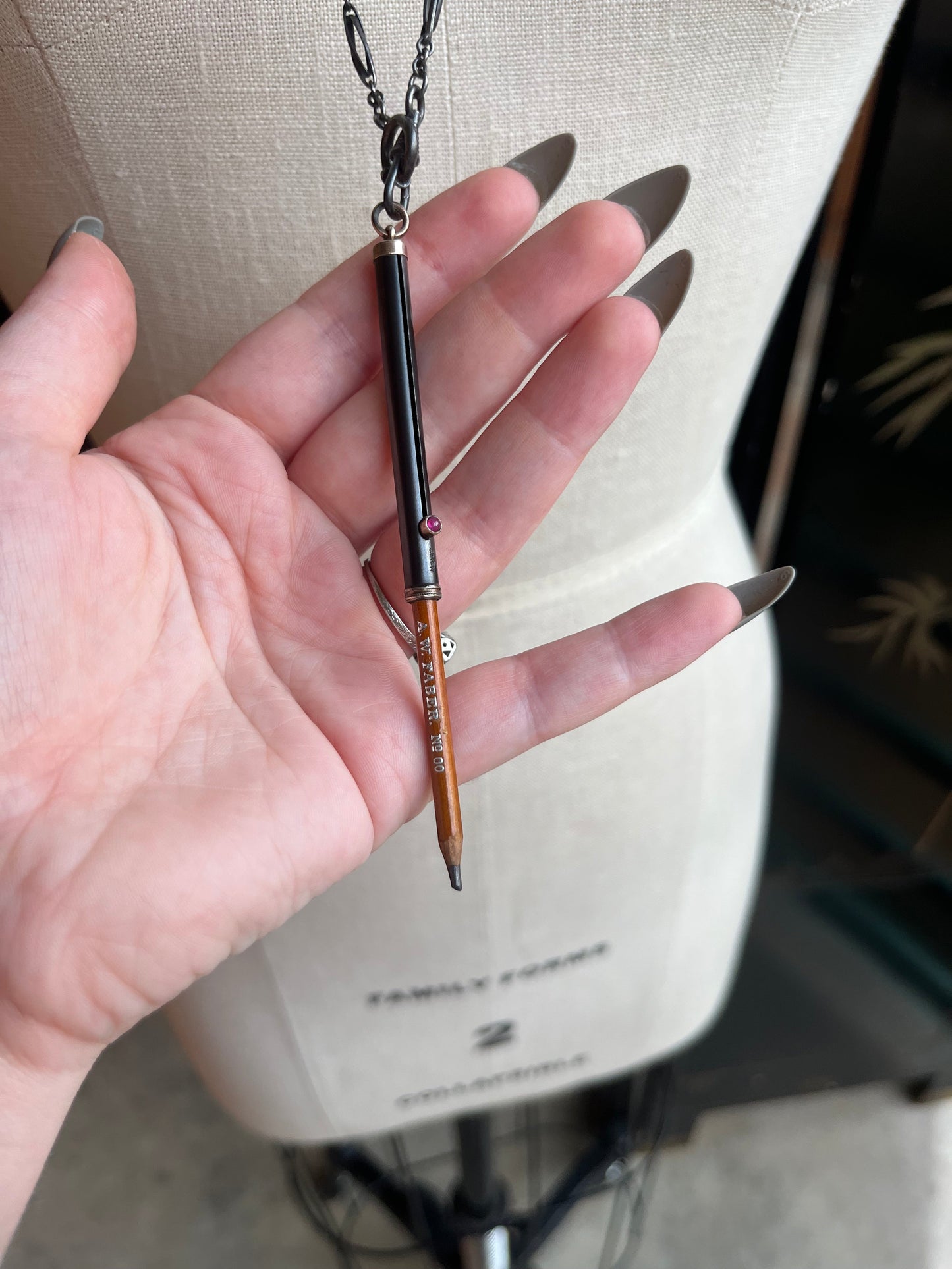 c. Late 19th Century Gunmetal Chain + Pencil