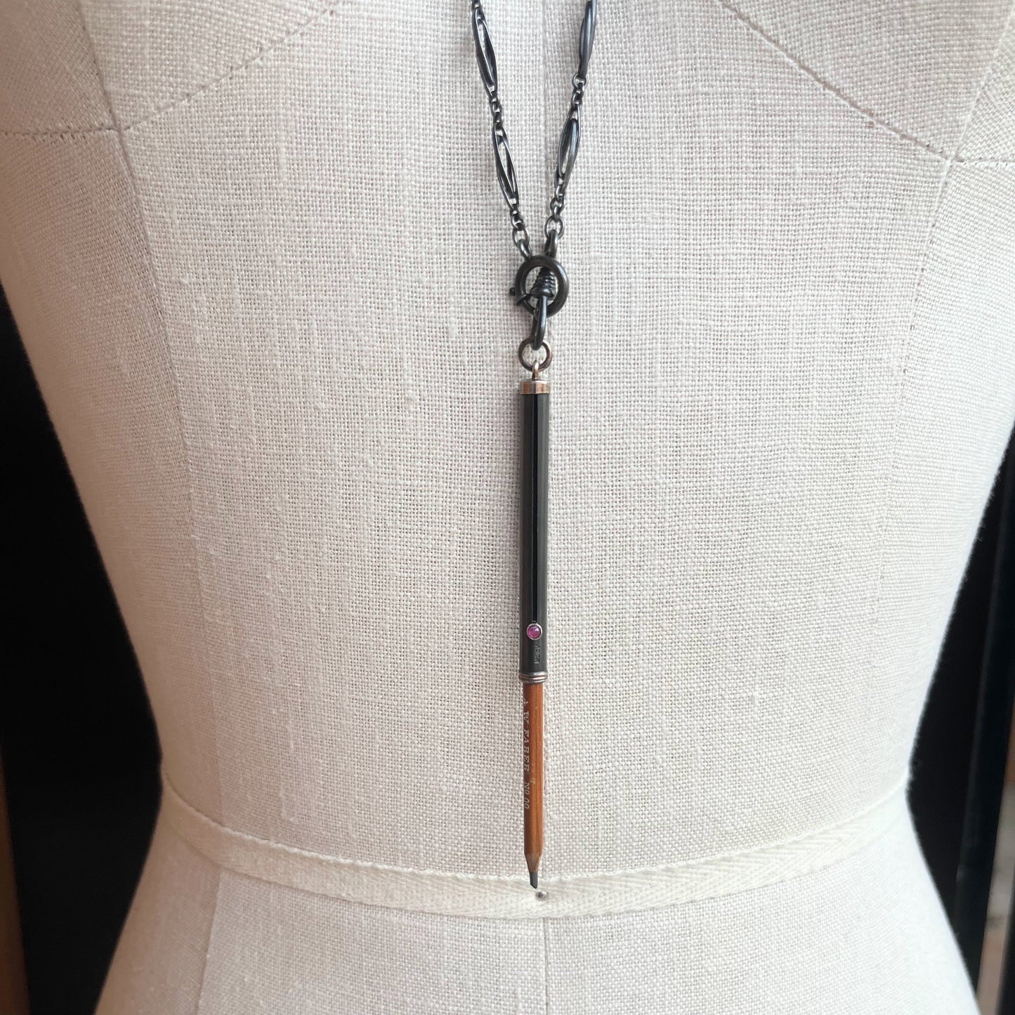 c. Late 19th Century Gunmetal Chain + Pencil
