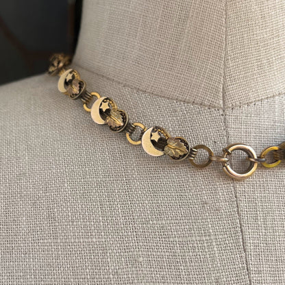 c. 1880s Crescent Moon + Star Book Chain