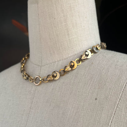 c. 1880s Crescent Moon + Star Book Chain