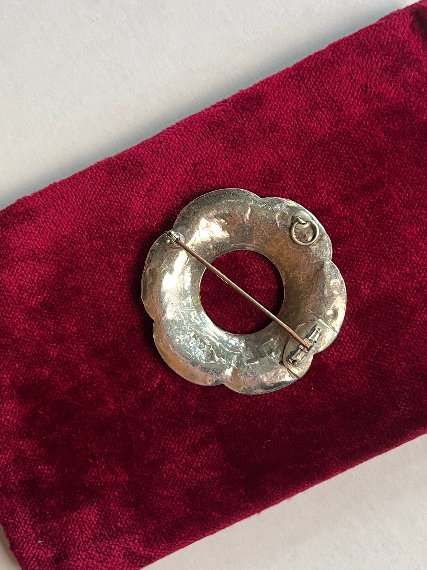 19th c. Sterling Silver Montrose Agate Brooch + Pendant