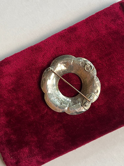 19th c. Sterling Silver Montrose Agate Brooch + Pendant