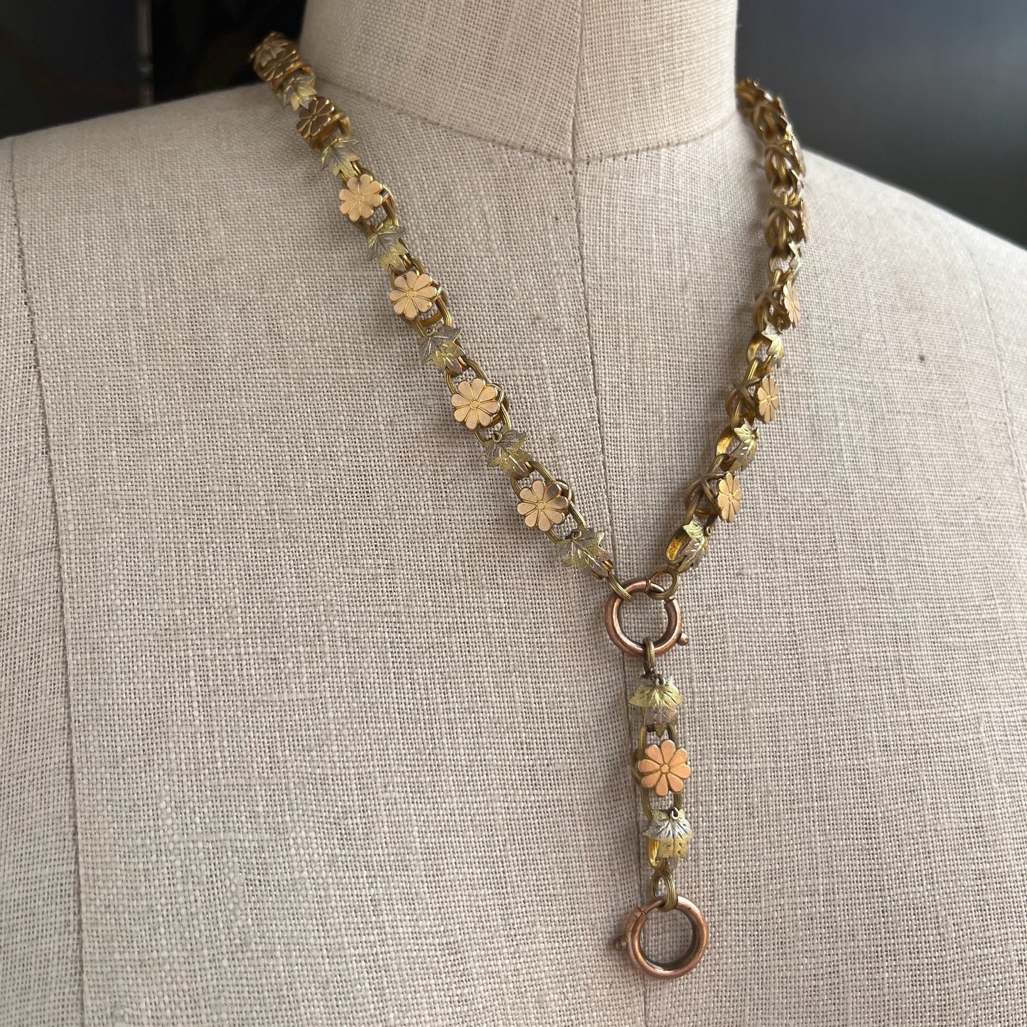 c. 1880s Gold Filled Daisy Book Chain