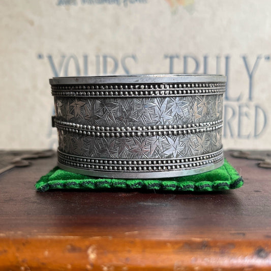 c. 1880s Wide Engraved Silver Cuff Bracelet