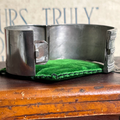 c. 1880s Wide Engraved Silver Cuff Bracelet