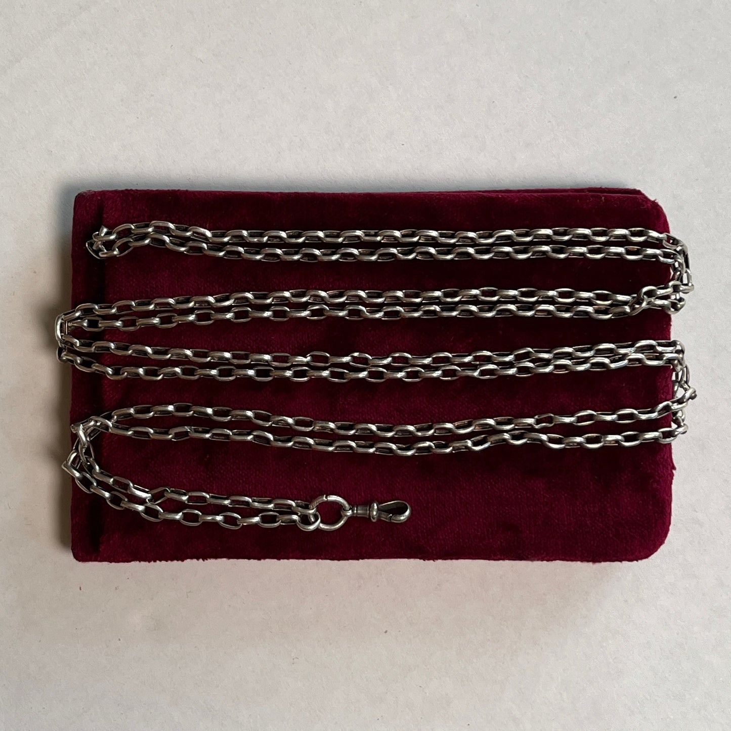 19th c. Silver Muff / Long Guard Chain