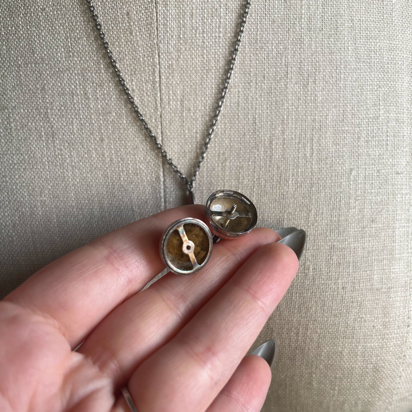 c. 1910s Pink Guilloche Enamel Vinaigrette Necklace
