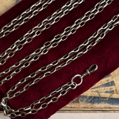 19th c. Silver Muff / Long Guard Chain