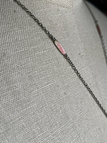 c. 1910s Pink Guilloche Enamel Vinaigrette Necklace