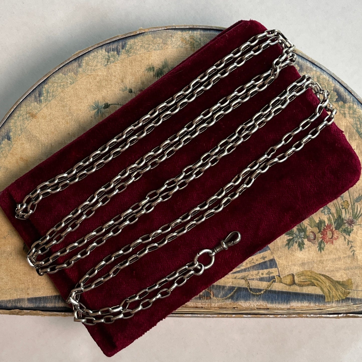 19th c. Silver Muff / Long Guard Chain