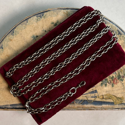 19th c. Silver Muff / Long Guard Chain