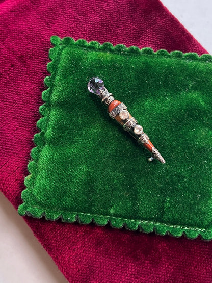 19th c. Sterling Silver Scottish Kilt Pin Brooch