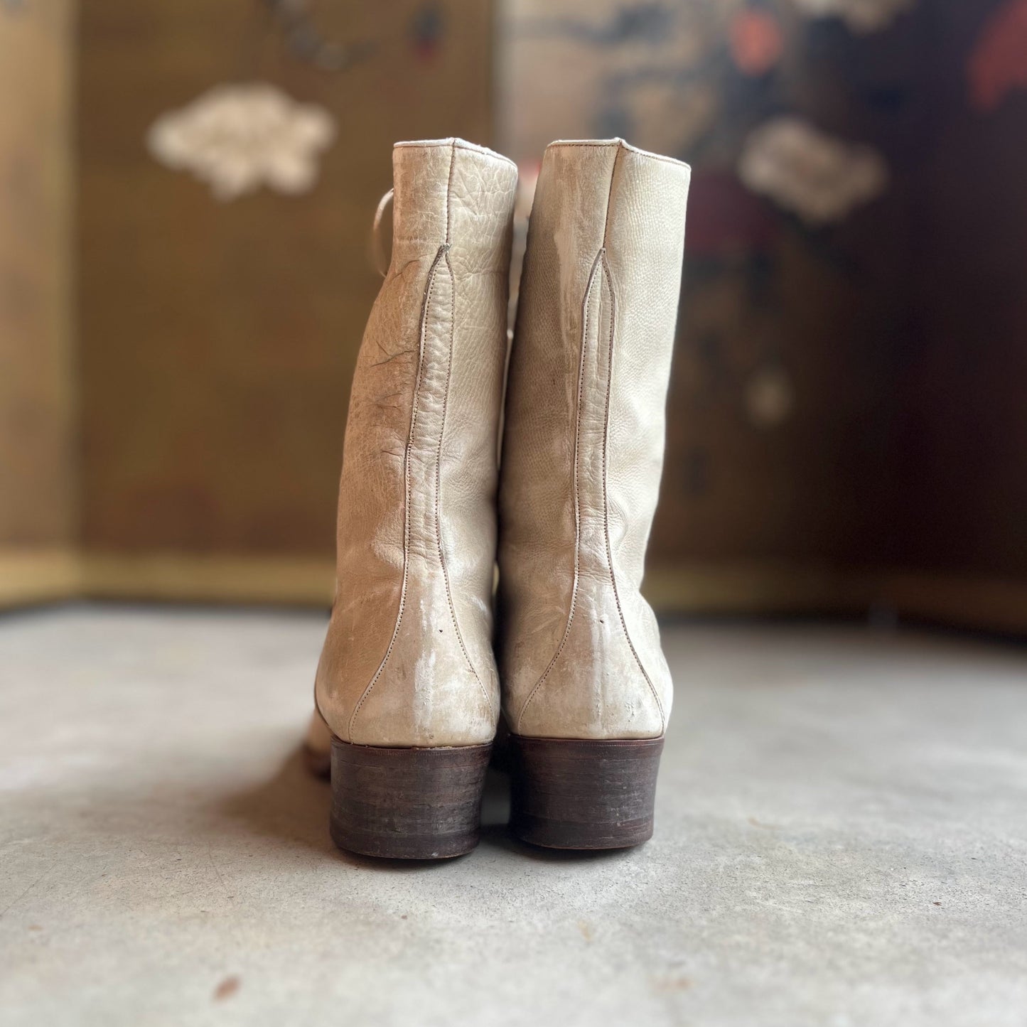 c. 1910s Cream Lace Up Boots | Approx Sz 6