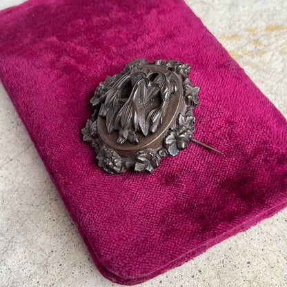 Mid 19th c. Gutta Percha Fuchsia Flower Brooch