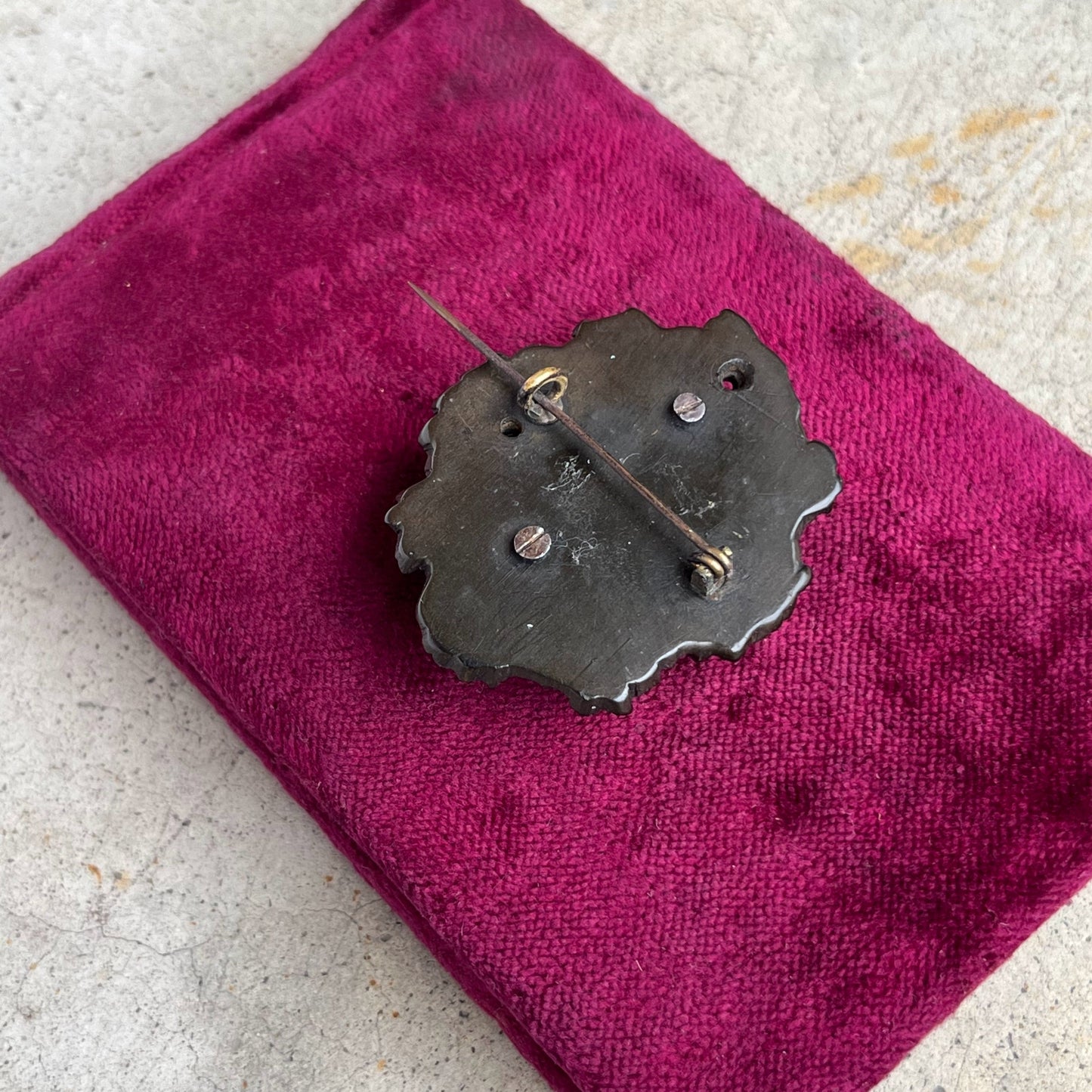 Mid 19th c. Gutta Percha Fuchsia Flower Brooch