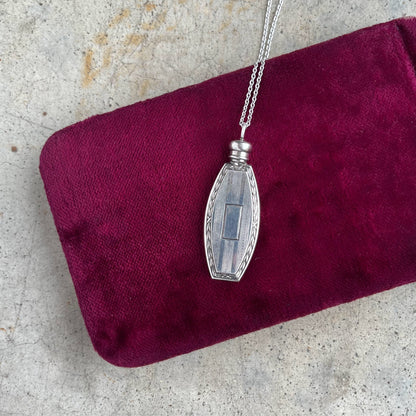 Art Deco Sterling Silver Perfume Bottle Necklace | 20" Chain