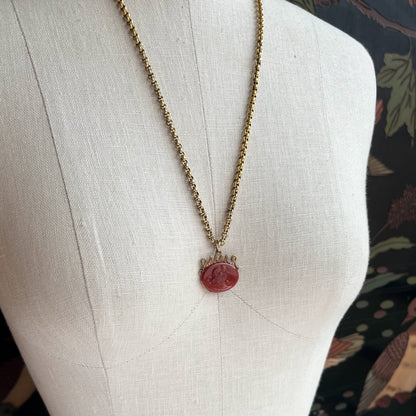 Turn of the Century Carnelian Glass Cameo Fob Pendant
