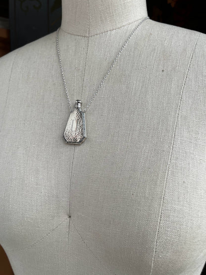 Art Deco Sterling Silver Perfume Bottle Necklace | 18" Chain