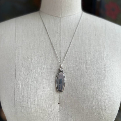Art Deco Sterling Silver Perfume Bottle Necklace | 20" Chain