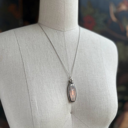 Art Deco Sterling Silver Perfume Bottle Necklace | 20" Chain