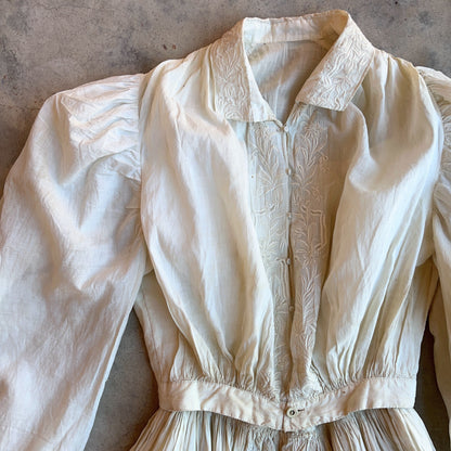 c. 1850s-1860s White Cotton Dress